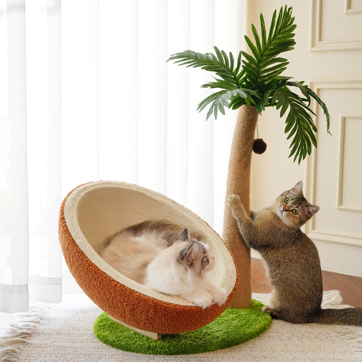 Coconut Tree Cat Climbing Frame with Cat Bed and Scratching Post
