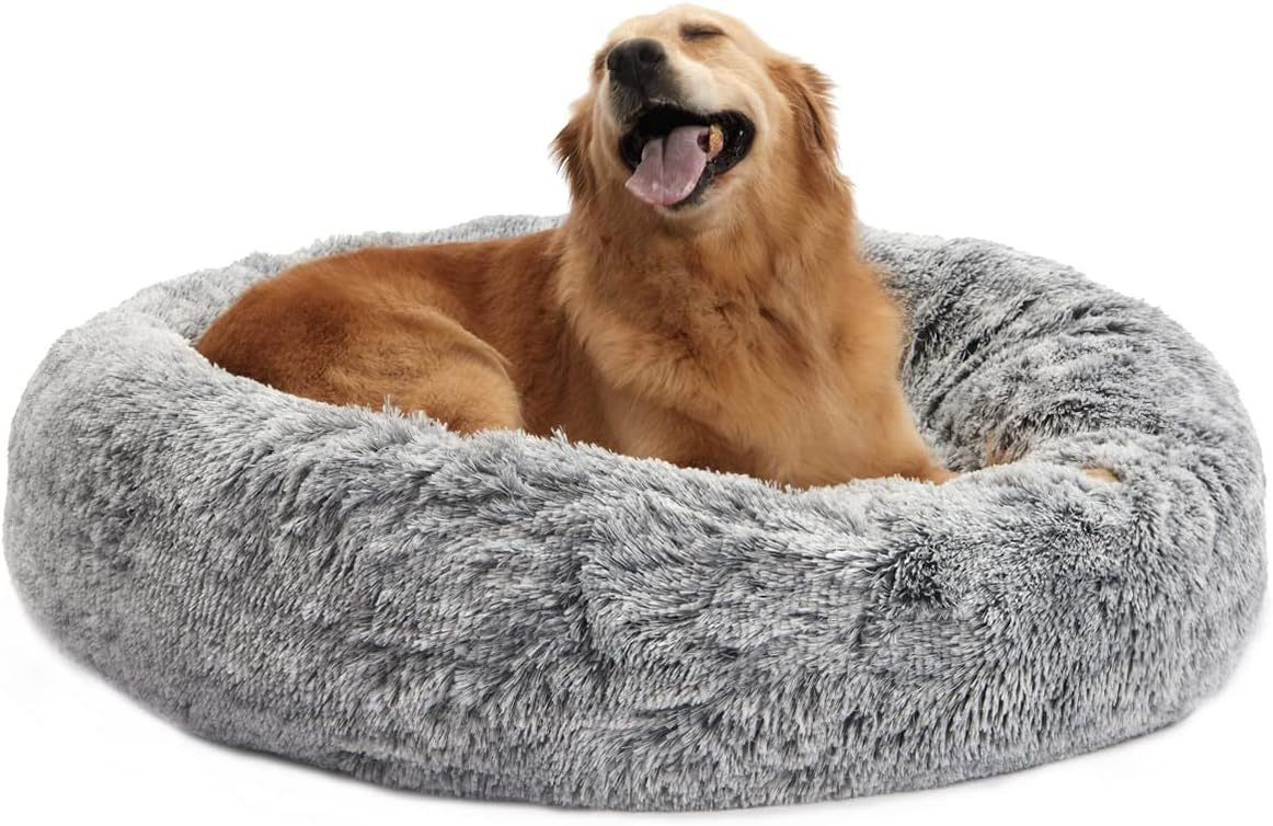 Round Plush Pet Bed for Dogs Cats Warm Cozy Dog Mat Nest