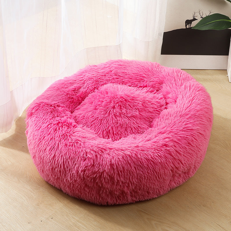 Round Plush Pet Bed for Dogs Cats Warm Cozy Dog Mat Nest
