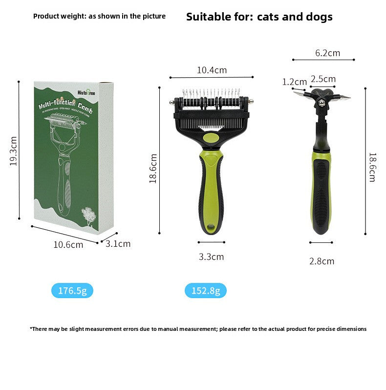 Pet Comb Three-in-One Detangling Grooming Tool for Dogs and Cats