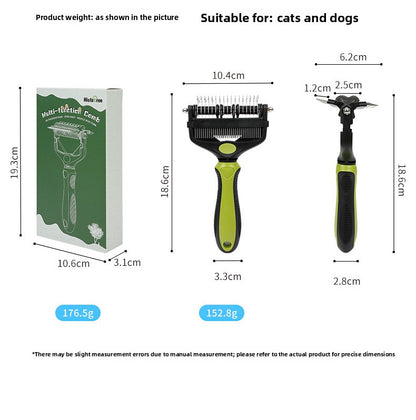 Pet Comb Three-in-One Detangling Grooming Tool for Dogs and Cats