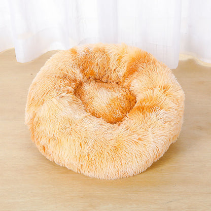 Round Plush Pet Bed for Dogs Cats Warm Cozy Dog Mat Nest