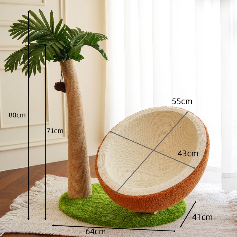 Coconut Tree Cat Climbing Frame with Cat Bed and Scratching Post