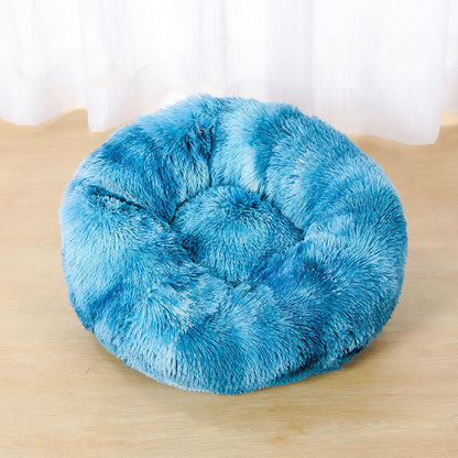 Round Plush Pet Bed for Dogs Cats Warm Cozy Dog Mat Nest