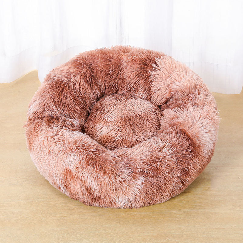 Round Plush Pet Bed for Dogs Cats Warm Cozy Dog Mat Nest