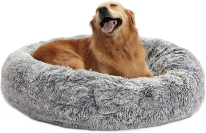 Round Plush Pet Bed for Dogs Cats Warm Cozy Dog Mat Nest