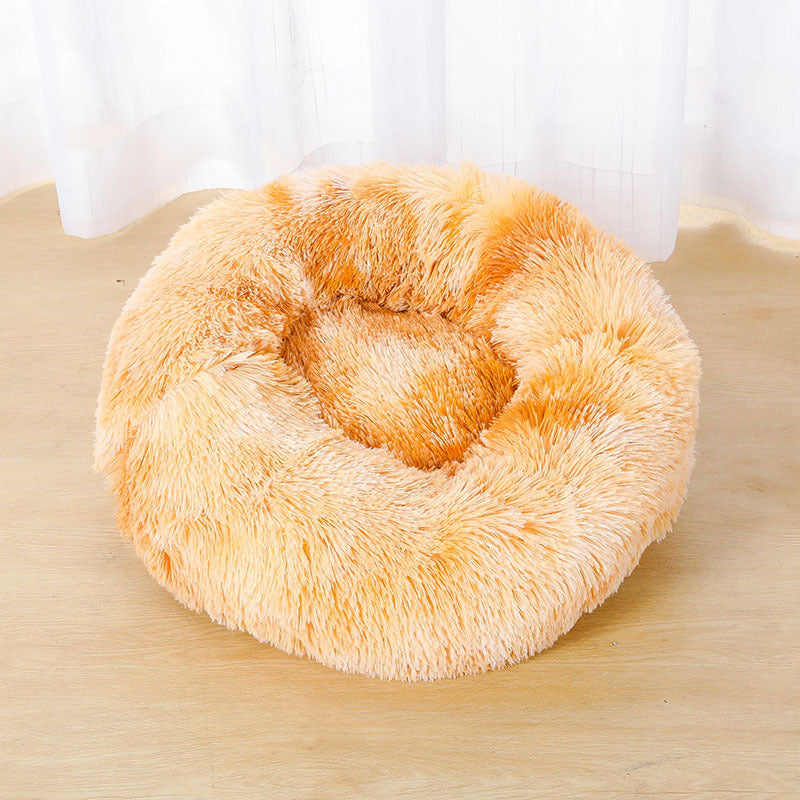 Round Plush Pet Bed for Dogs Cats Warm Cozy Dog Mat Nest