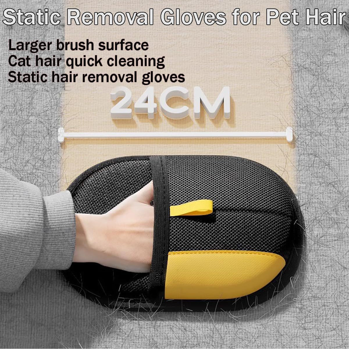 pet hair static-eliminating glove