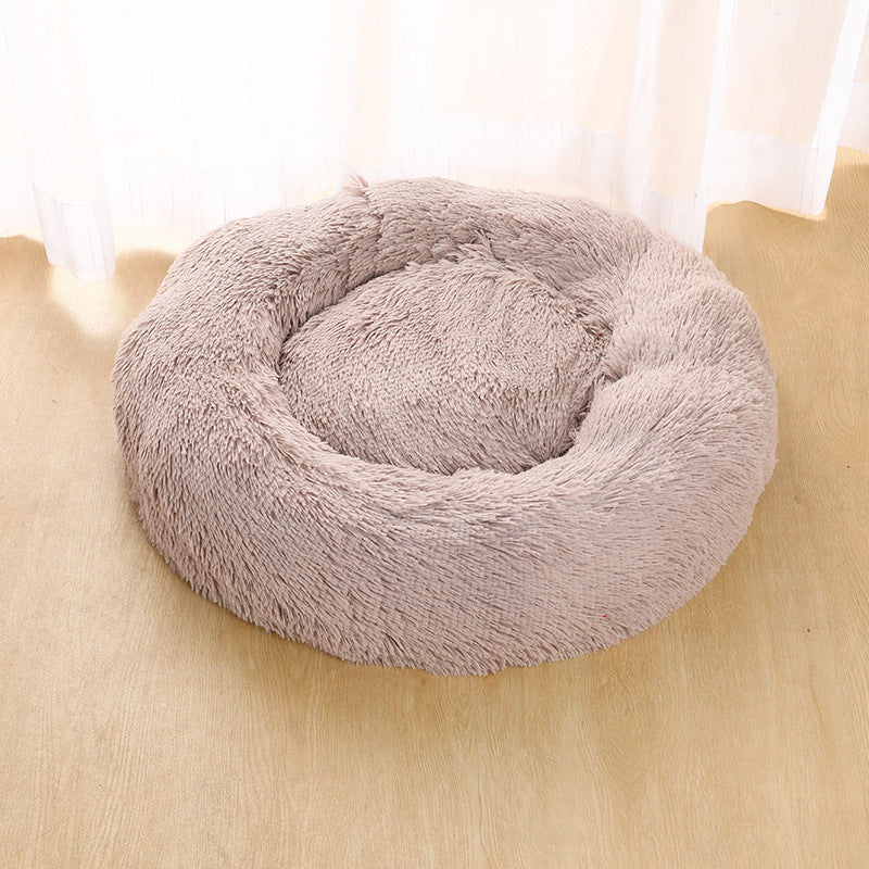 Round Plush Pet Bed for Dogs Cats Warm Cozy Dog Mat Nest