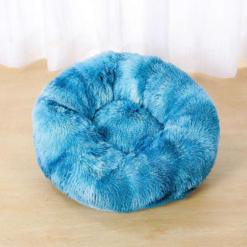 Round Plush Pet Bed for Dogs Cats Warm Cozy Dog Mat Nest