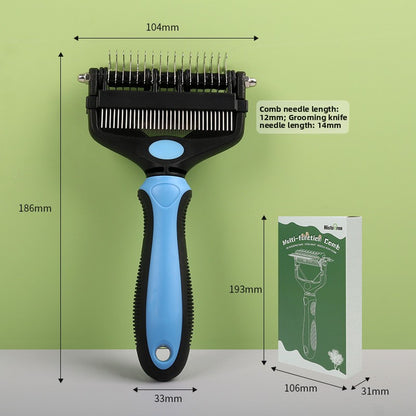 Pet Comb Three-in-One Detangling Grooming Tool for Dogs and Cats
