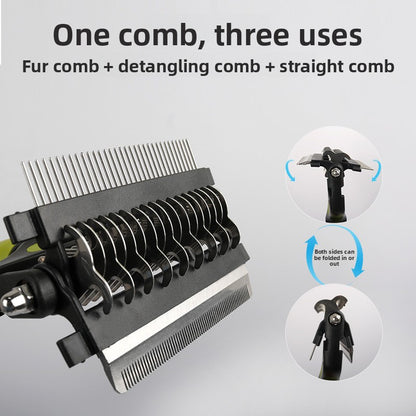 Pet Comb Three-in-One Detangling Grooming Tool for Dogs and Cats