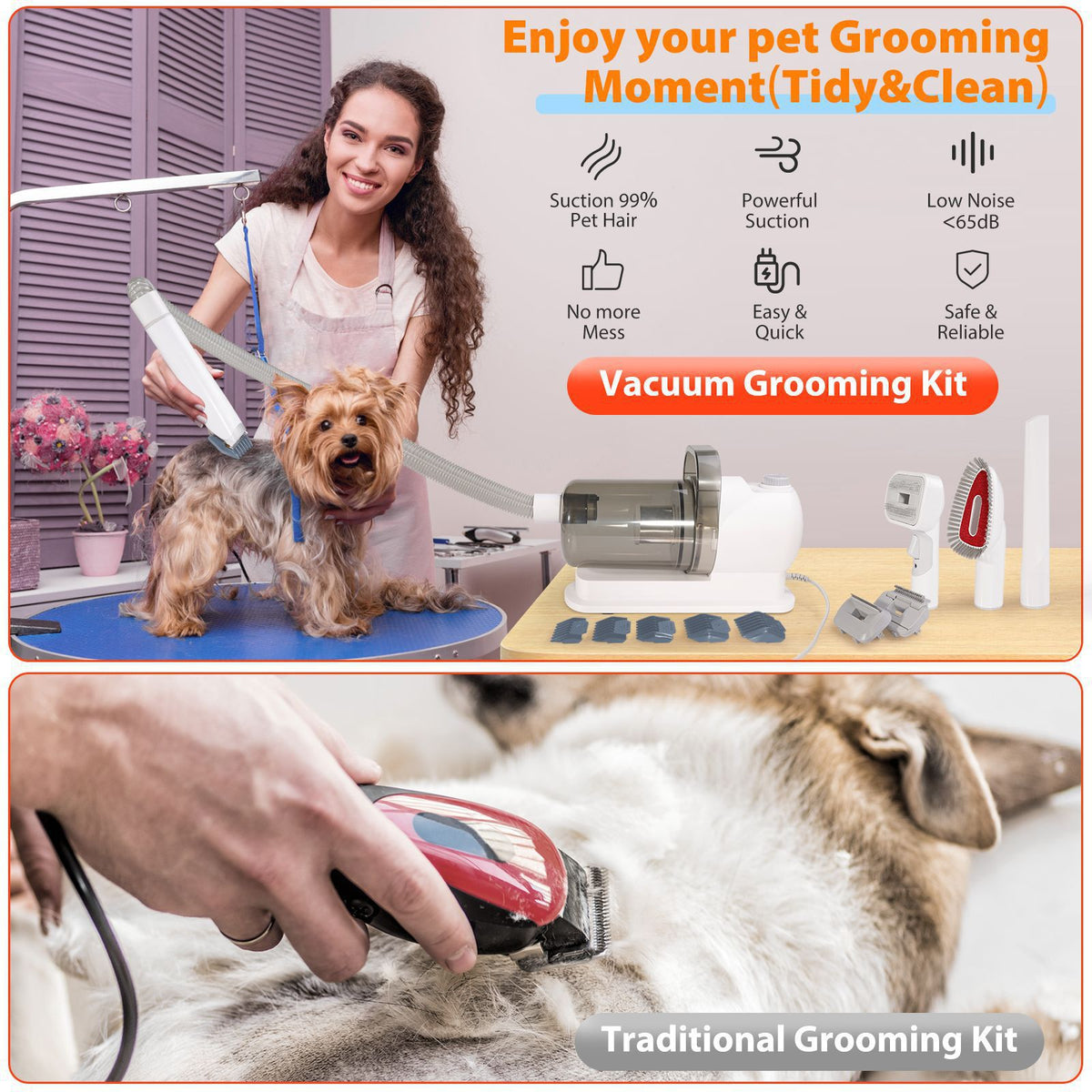 Pet grooming vacuum. 2.5L holding capacity