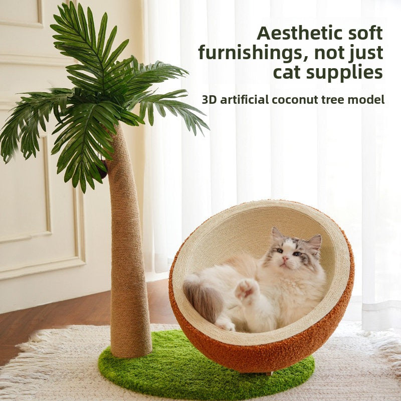 Coconut Tree Cat Climbing Frame with Cat Bed and Scratching Post