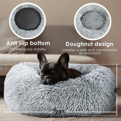 Round Plush Pet Bed for Dogs Cats Warm Cozy Dog Mat Nest