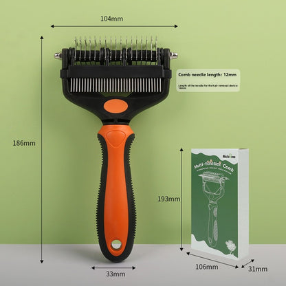 Pet Comb Three-in-One Detangling Grooming Tool for Dogs and Cats