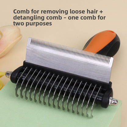 Pet Comb Three-in-One Detangling Grooming Tool for Dogs and Cats